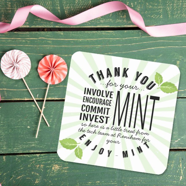 thank you mint retirement involvement commitment   square sticker (Creator Uploaded)