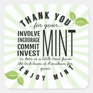 thank you mint volunteer involvement commitment  f square sticker