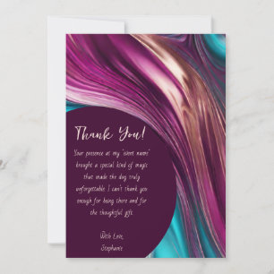 Thank You-Modern Abstract -Magenta Turquoise Gold- Invitation