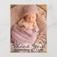 Thank You Modern Baby Birth Postcard