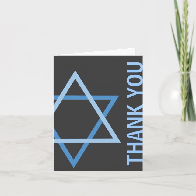 Thank you Modern Bar Mitzvah blue & grey (Front)