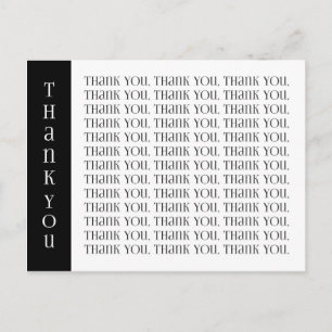 Thank You Modern Black and White Words Postcard
