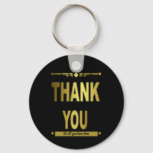 Thank You Modern Black Gold Keychain