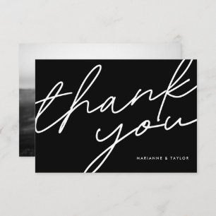 Thank You Modern Black Minimalist Script Wedding
