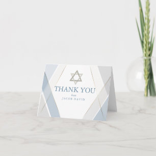 Thank You   Modern Blue and Grey Lines Bar Mitzvah Invitation