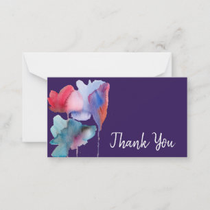 Thank You modern blue flower watercolor art Card