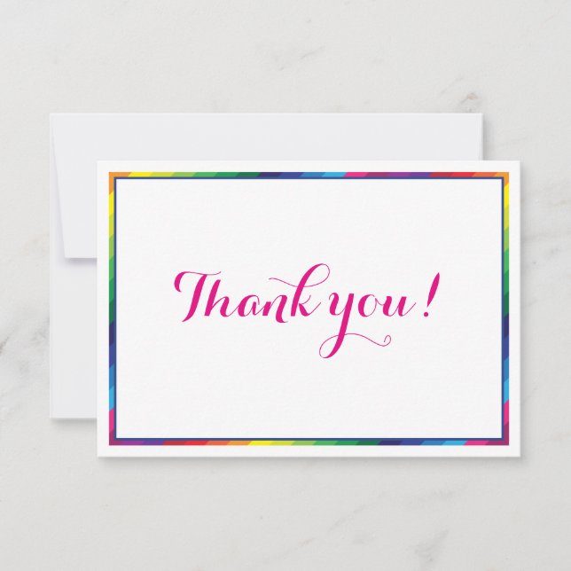 THANK YOU modern bright rainbow colours Card (Front)