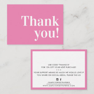 THANK YOU modern business insert serif candy pink