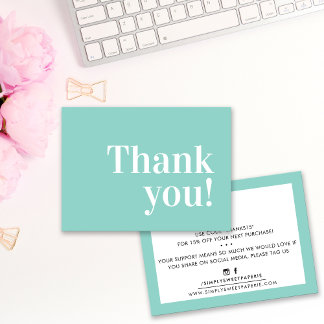 THANK YOU modern business insert serif mint green