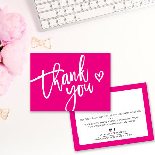 THANK YOU modern business insert tag fuschia pink