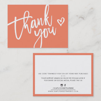 THANK YOU modern business insert tag peach orange