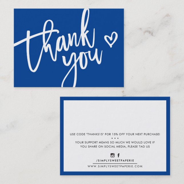 THANK YOU modern business insert tag royal blue (Front/Back)