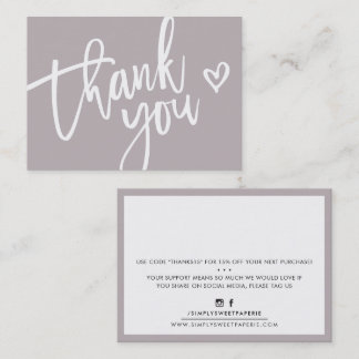 THANK YOU modern business insert tag smoky mauve