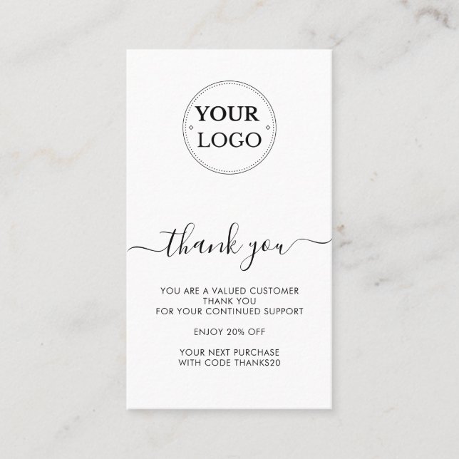 Thank You Modern Business Logo Discount Card (Front)