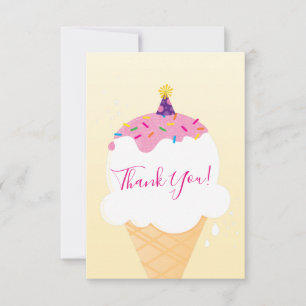 THANK YOU modern cute retro ice cream cone party Card