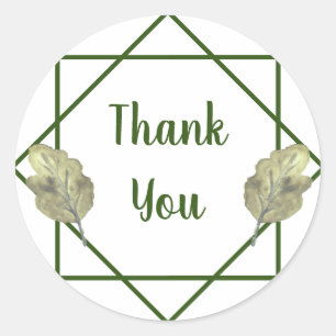 Thank You Modern Geometric Watercolor Foliage Classic Round Sticker