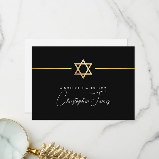 THANK YOU modern gold jewish star black white (Front/Back In Situ)