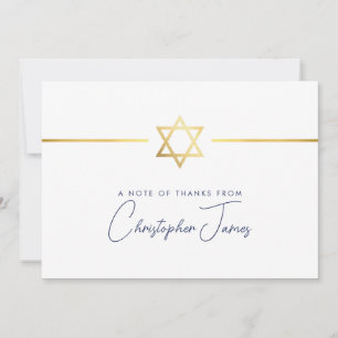THANK YOU modern gold jewish star navy blue Card