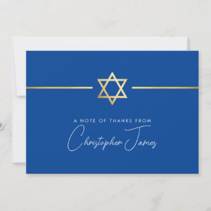 THANK YOU modern gold jewish star royal blue Card