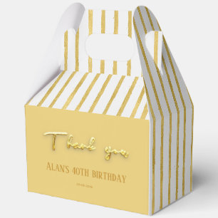 Thank you Modern golden stripes 40th birthday Favor Box