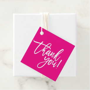 THANK YOU modern hand lettered white writing pink Favour Tags