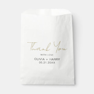 Thank You Modern Handwriting White Wedding  Favour Bag