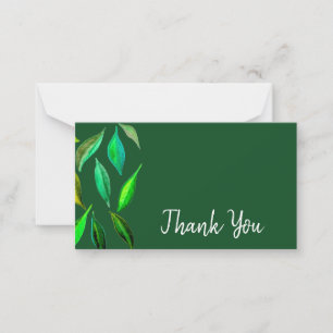 Thank You modern leaf watercolor art Card
