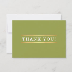 THANK YOU modern olive green white gold detail Card
