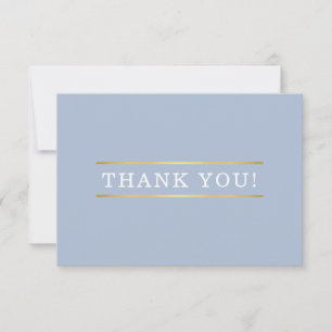 THANK YOU modern pale azure blue white gold detail Card