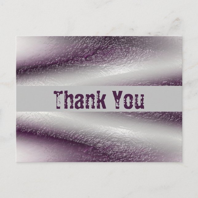 Thank You Modern Purple Diagonal Lines Thanks Postcard (Front)