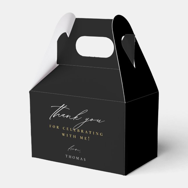 Thank You Modern Script Black Favor Box (Front Side)