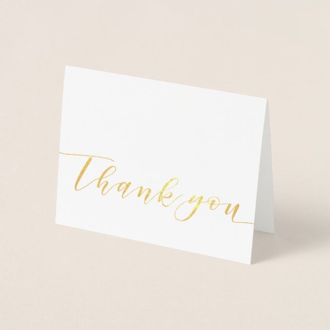 Thank you modern script gold foil design card (Front)
