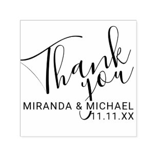 'Thank You' Modern Script Wedding Favour Self-inking Stamp