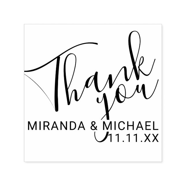 'Thank You' Modern Script Wedding Favour Self-inking Stamp (Design)