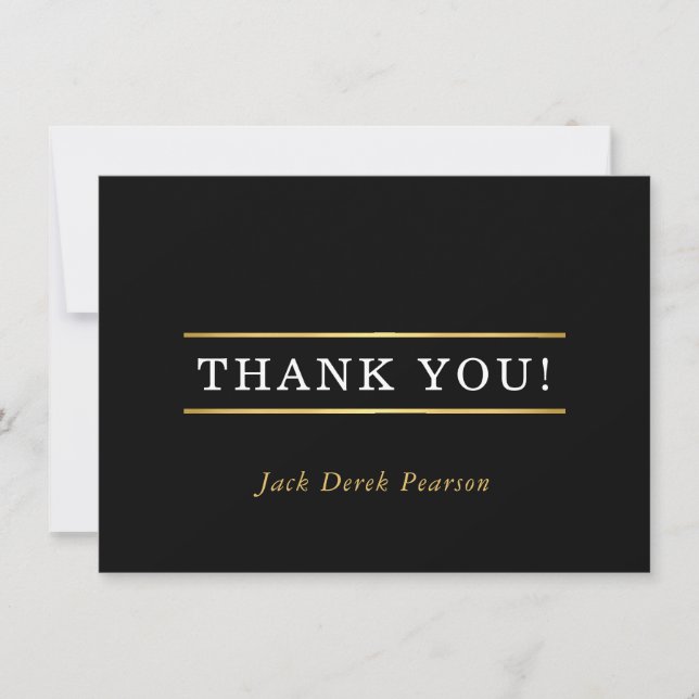 THANK YOU modern simple black white gold name (Front)
