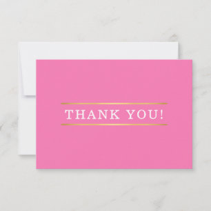 THANK YOU modern simple candy pink gold detail Card