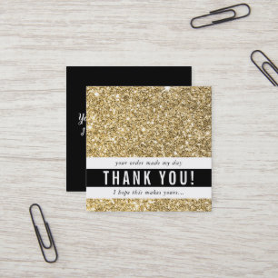 THANK YOU modern simple glam luxe gold glitter Square Business Card