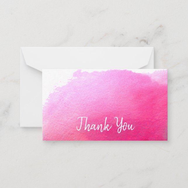 Thank You modern simple pink watercolor art Card (Front)