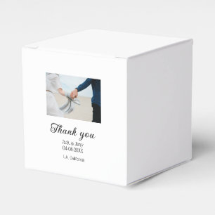 Thank you modern simple wedding couple name messag favor box