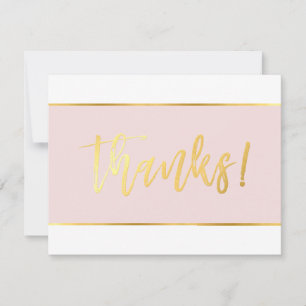 THANK YOU modern stylish blush pink gold writing Card