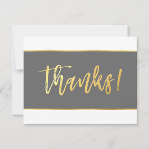 THANK YOU modern stylish grey grey gold writing Card