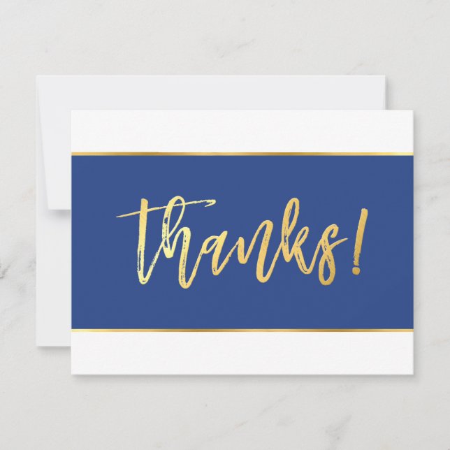 THANK YOU modern stylish royal blue gold writing (Front)