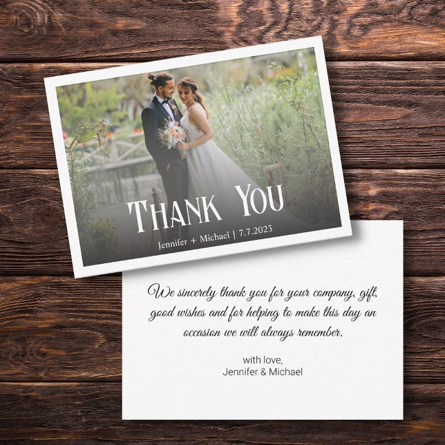 thank you modern typography wedding photo  card (Creator Uploaded)