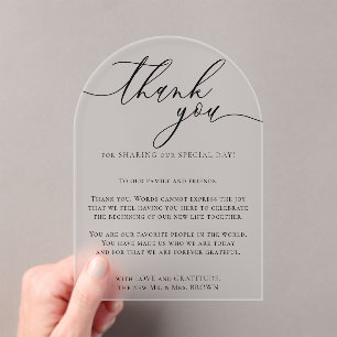 Thank You Modern wedding Acrylic Invitations