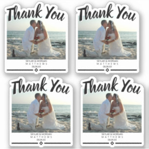 Thank You Modern Wedding Photo Black Vinyl