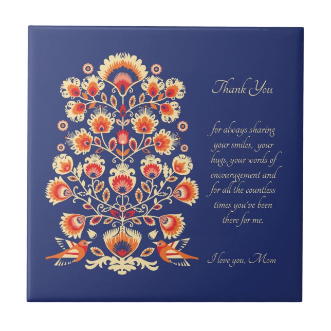 Thank you Mom customizable Folklore Tile (Front)