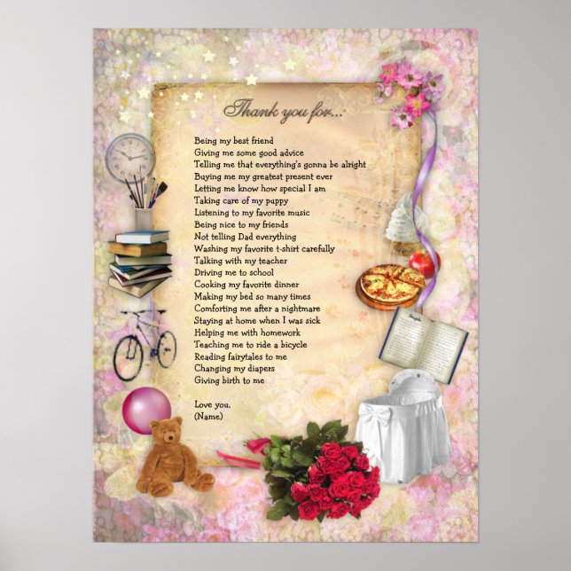 Thank you Mom (customizable) Poster (Front)