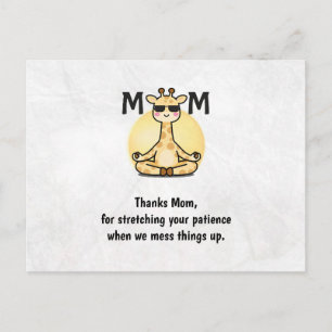 Thank You Mom Cute Giraffe Yoga Mother's Day Card