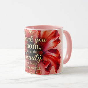 Thank you mom   Floral Mother’s Day  Mug