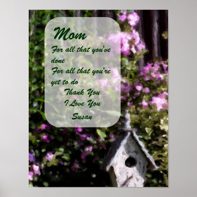 Thank You Mom Flower Garden Art Personalized Poster (Front)